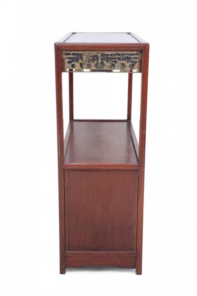 Chinese Red Carved Wooden Display Cabinet