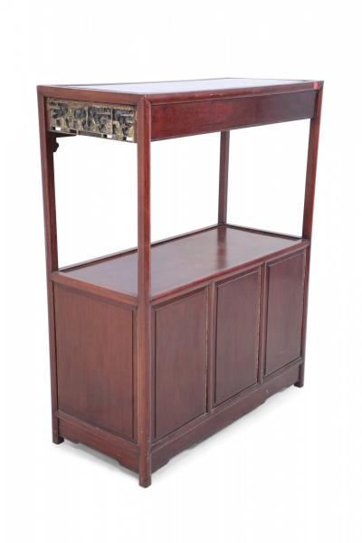 Chinese Red Carved Wooden Display Cabinet