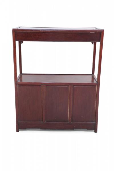 Chinese Red Carved Wooden Display Cabinet