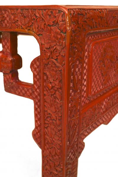 Chinese Red Cinnabar Console Table