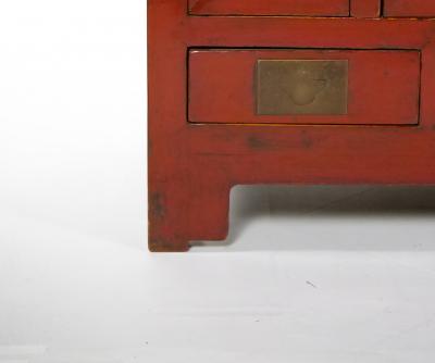 Chinese Red Lacquered Sideboard Low Center Table Four Drawers