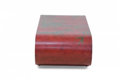 Chinese Red and Green Bamboo Motif Scroll Cocktail Coffee Table