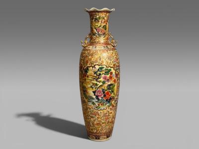 Chinese Rose Medallion Monumental Floor Vase Porcelain Gilt China 20th c 