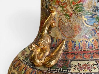 Chinese Rose Medallion Monumental Floor Vase Porcelain Gilt China 20th c 
