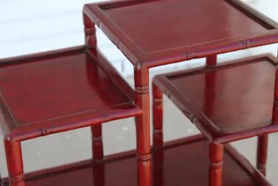 Chinese Rosewood Hongmu Faux Bamboo Tiered Etagere Stand