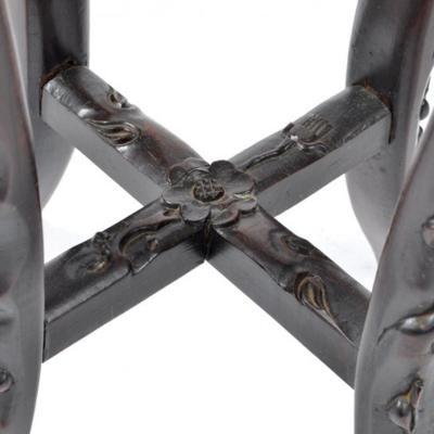 Chinese Rosewood Marble Top Pedestal Stand Antique 1900s