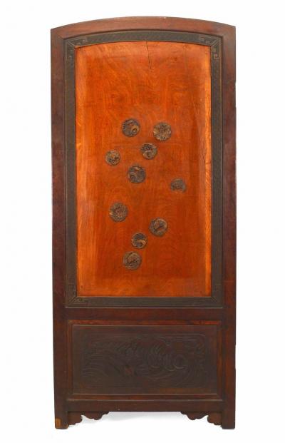 Chinese Rosewood and Brass Door Panel