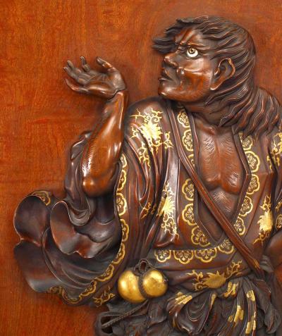 Chinese Rosewood and Brass Door Panel