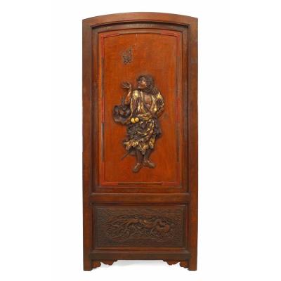 Chinese Rosewood and Brass Door Panel