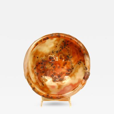 Chinese Rust Agate Carved Bowl and Stand
