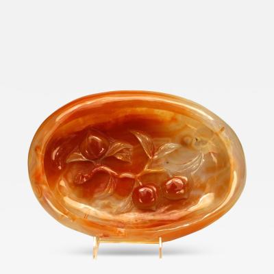 Chinese Rust Agate Carved Plate