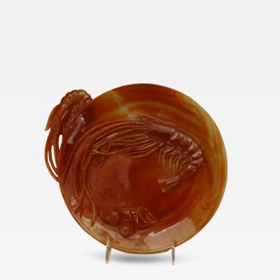 Chinese Rust Agate Carved Plate