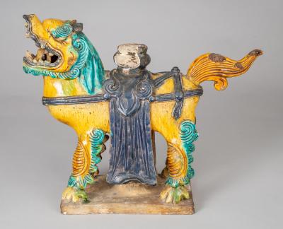 Chinese Sancai Glazed Ceramic Guardian Lion