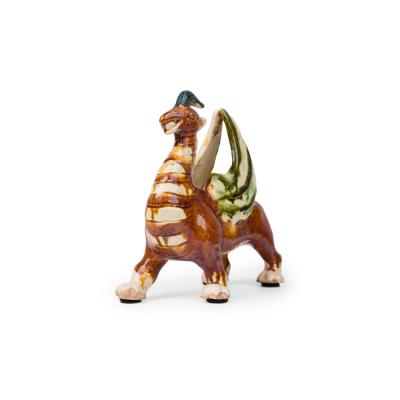 Chinese Sancai Glazed Ceramic Yinglong Winged Dragon Figurine