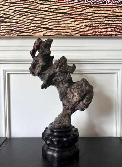 Chinese Scholar Rock Lingbi Stone on Display Stand