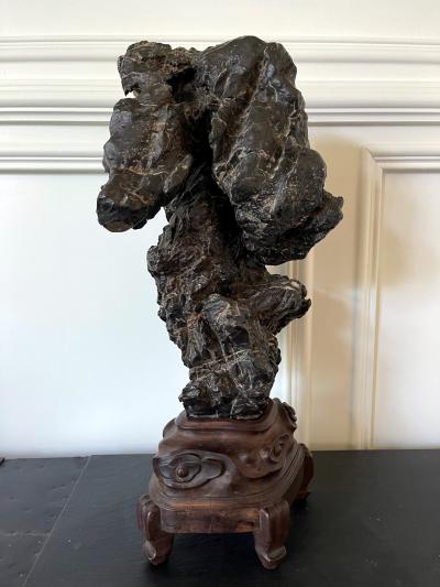 Chinese Scholar Rock Wen Stone on Display Stand