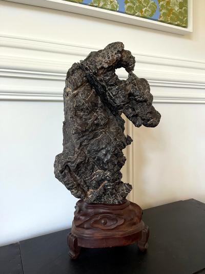 Chinese Scholar Rock Wen Stone on Display Stand