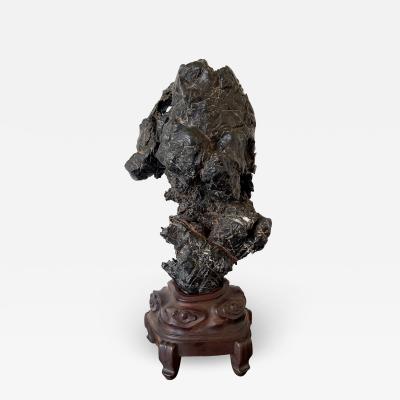 Chinese Scholar Rock Wen Stone on Display Stand