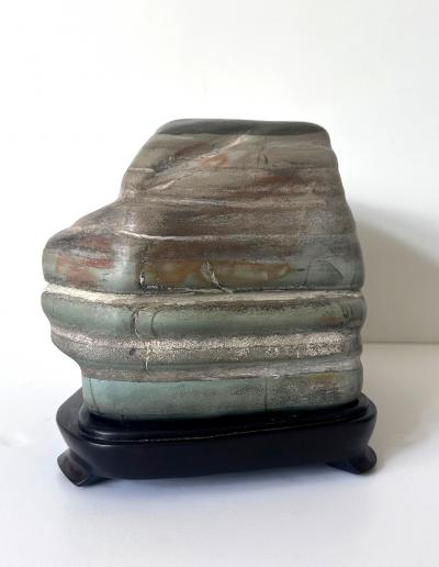 Chinese Scholar Stone Caitao Rock on Display Stand