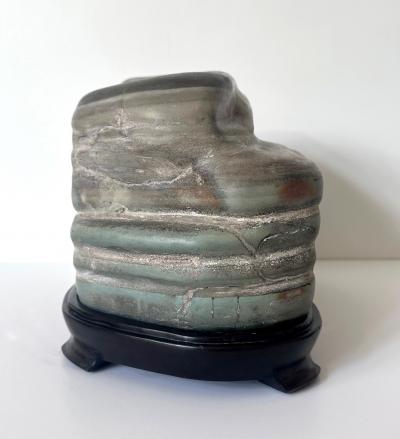 Chinese Scholar Stone Caitao Rock on Display Stand