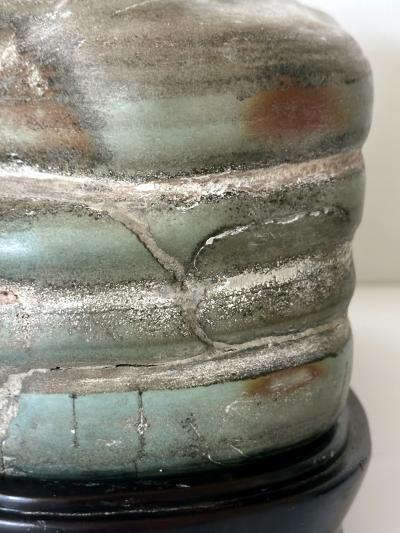 Chinese Scholar Stone Caitao Rock on Display Stand