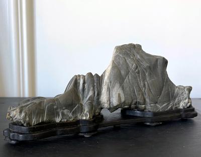 Chinese Scholar Stone Lingbi Mountain with Display Stand