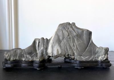 Chinese Scholar Stone Lingbi Mountain with Display Stand