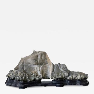 Chinese Scholar Stone Lingbi Mountain with Display Stand