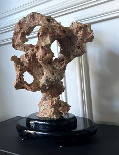 Chinese Scholar Stone Taihu Rock on Wood Stand