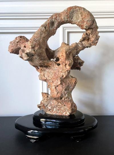 Chinese Scholar Stone Taihu Rock on Wood Stand