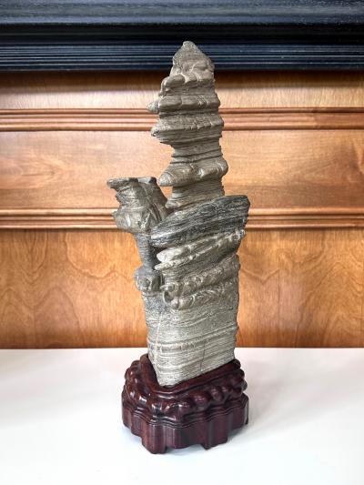Chinese Scholar Stone Wuling Rock on Stand