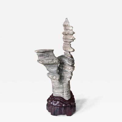 Chinese Scholar Stone Wuling Rock on Stand