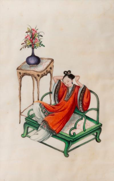 Chinese School CHINESE EXPORT WATERCOLOURS ON PITH PAPER Group of twelve Courtiers