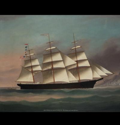 Chinese School The American clipper ship Matchless off Hong Kong coast Circa 1875 