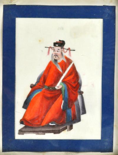 Chinese School Wise Men Chinese Export watercolours on Pith paper