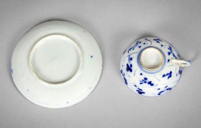 Chinese Set Blue White Porcelain Demitasse Cups and Saucers