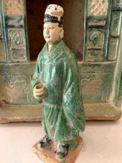 Chinese Stoneware Funeral Shrine Model and Figure Ming Dynasty