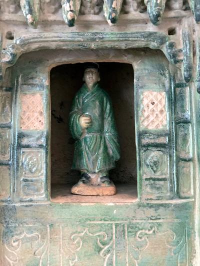 Chinese Stoneware Funeral Shrine Model and Figure Ming Dynasty