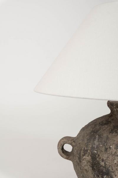 Chinese Storage Jar Lamp with Linen Shade