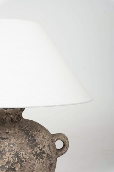 Chinese Storage Jar Lamp with Linen Shade