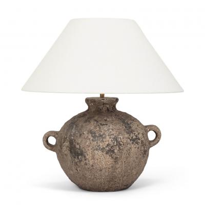 Chinese Storage Jar Lamp with Linen Shade