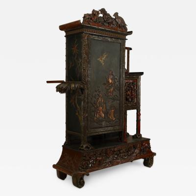 Chinese Style Carved and Lacquered Armoire