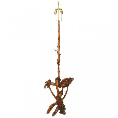 Chinese Style Rustic Tree Root Floor Lamp