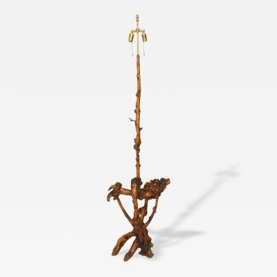 Chinese Style Rustic Tree Root Floor Lamp