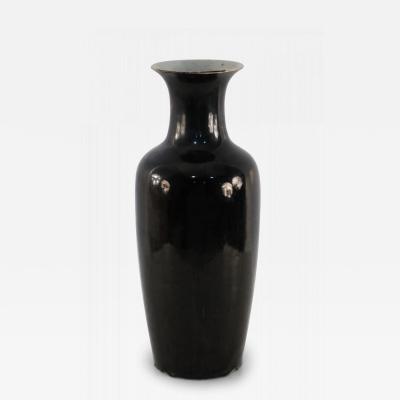 Chinese Tall Black Glazed Porcelain Vase