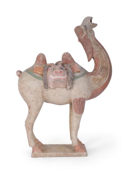 Chinese Tang Dynasty Style Bactrian Camel Terra Cotta Tomb Figure