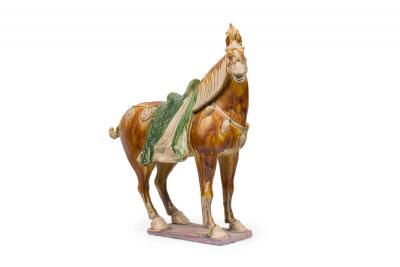 Chinese Tang Dynasty Style Sancai Glazed Terra Cotta Horse Tomb Figure
