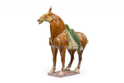 Chinese Tang Dynasty Style Sancai Glazed Terra Cotta Horse Tomb Figure