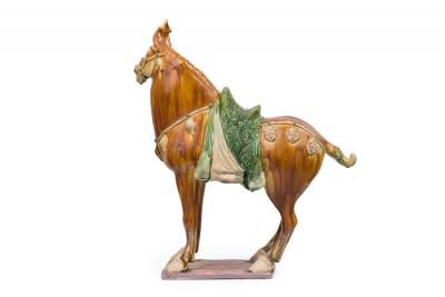 Chinese Tang Dynasty Style Sancai Glazed Terra Cotta Horse Tomb Figure