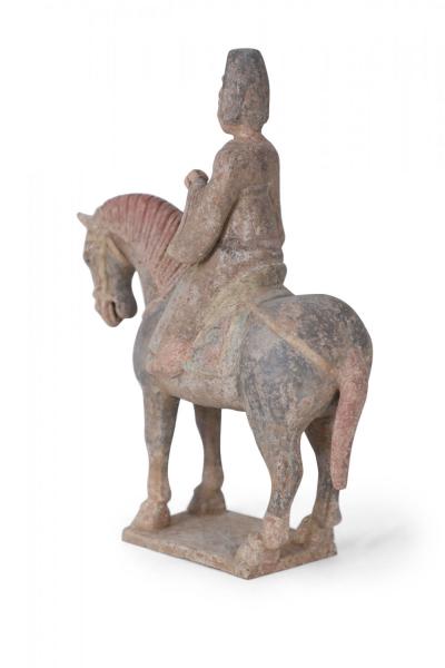 Chinese Tang Dynasty Style Terra Cotta Horse and Rider Tomb Figure